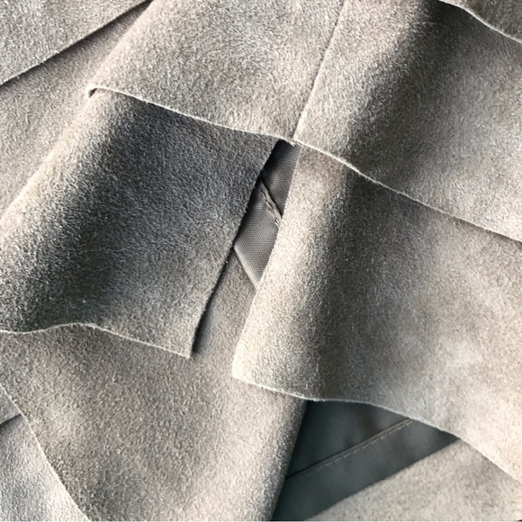 Worth Collection Tan Suede Leather Tierd Skirt Size 8 - Picture 8 of 8